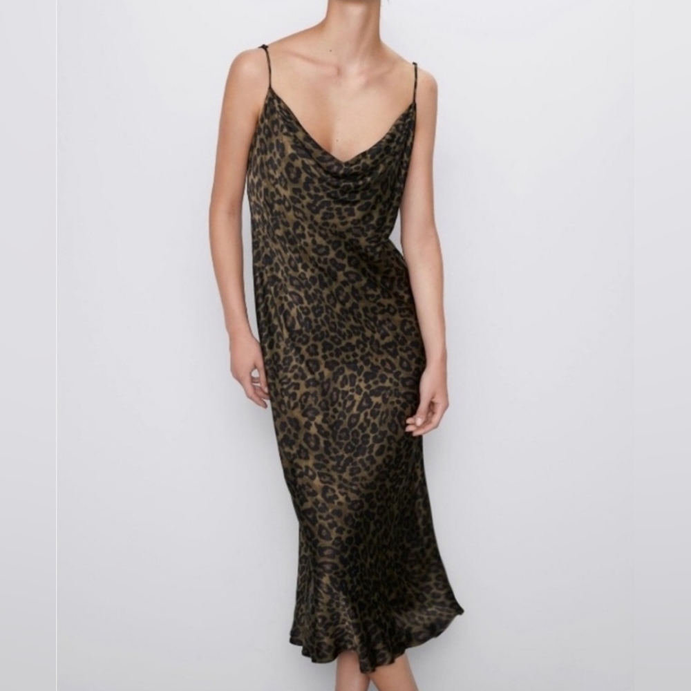 ZARA women's dress multicolor animal print made in Turkey size XS